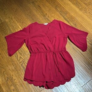 Umgee‎ Red scalloped edge Romper